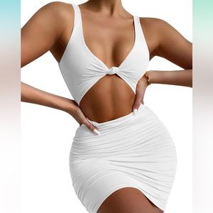 New! Kaximil Bodycon Sleeveless Cut Out Ruched Tank Mini Club Party Dresses